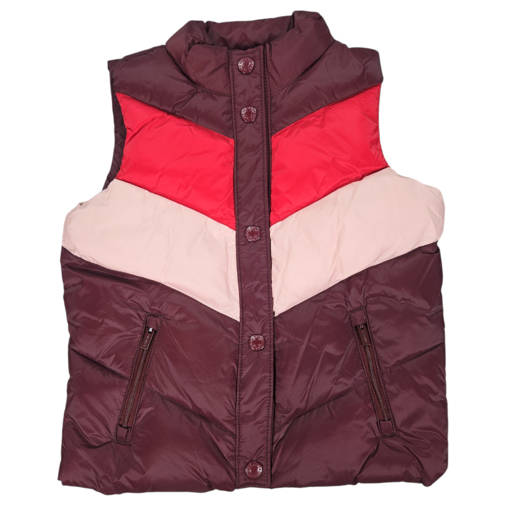 Old Navy Toddler Girls 4T Red Pink Chevron Puffer Vest Winter Holiday Christmas